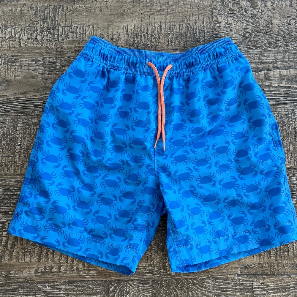 Crewcuts Crab Pattern Blue Boys Swim Shorts